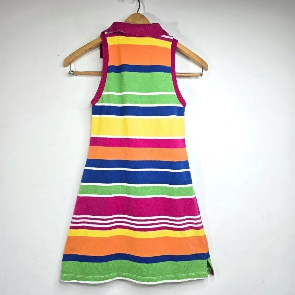 Ralph Lauren Rainbow Striped Sleeveless Shirt Dress